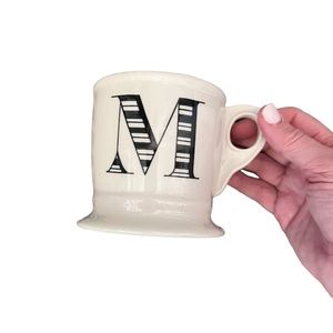 Anthropologie Monogram Coffee Tea Initial Mug Letter M Shaving Style Cup